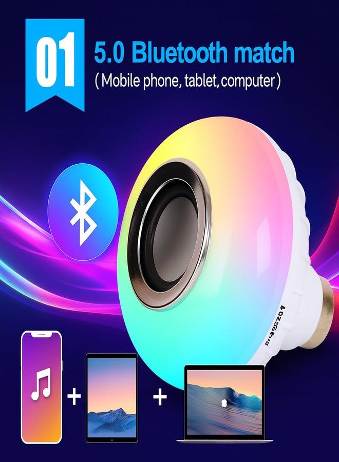 Gesto 12W Bluetooth 5.0 Music LED Bulb with Speaker | RGB Color Changing B22 Bulb with Remote | 16 Colors, Bright LED Light, Mood Lighting for Bedroom, Living Room & Home Parties - Image 3